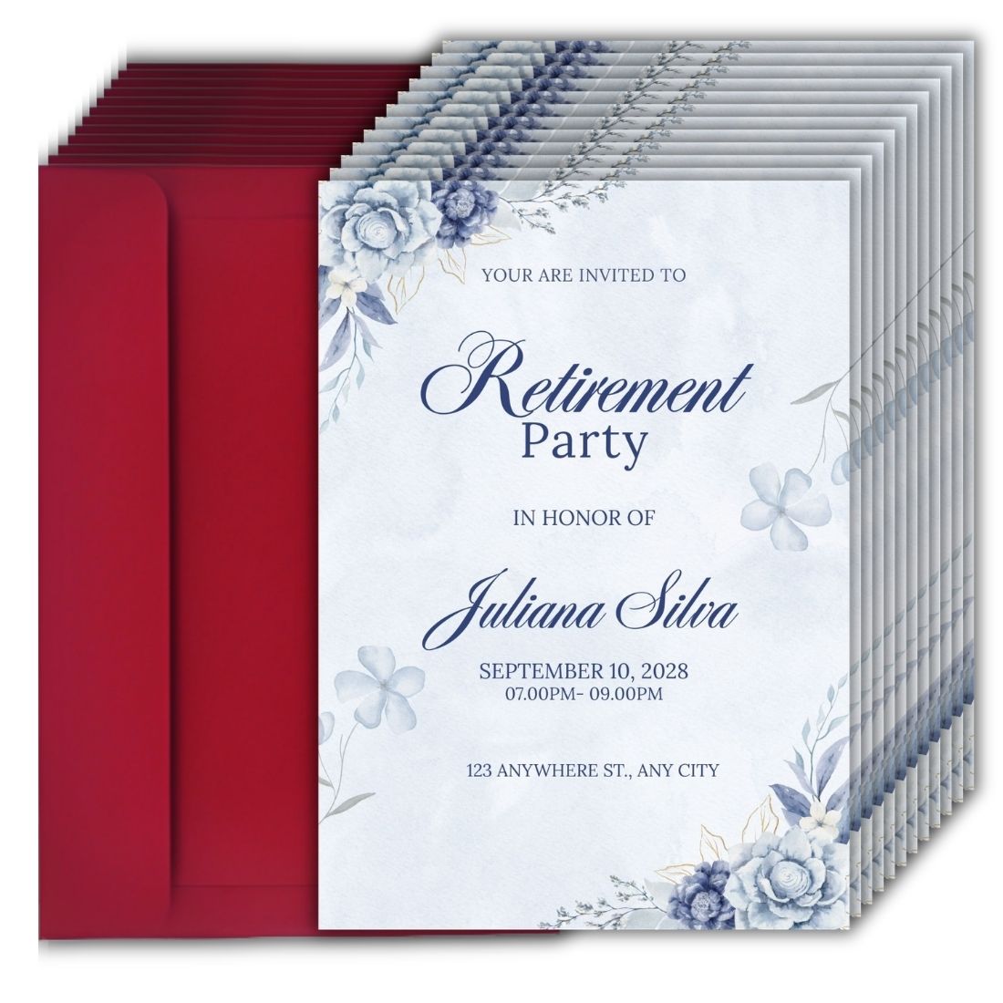 Customised Retirement Farewell Party Invitation Cards Pack of 12 with Envelopes