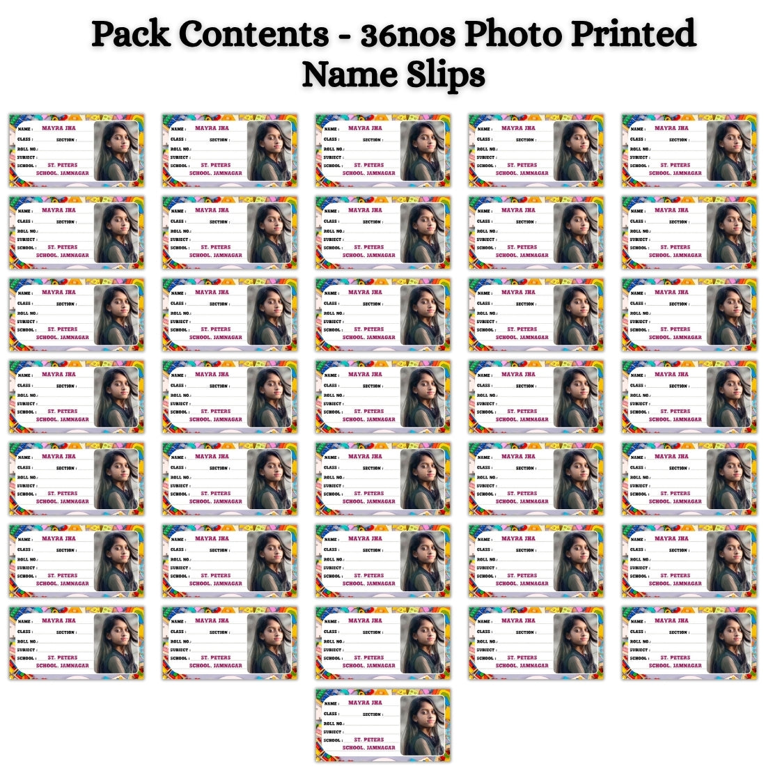 Kids Photo Name Slips Pack of 36