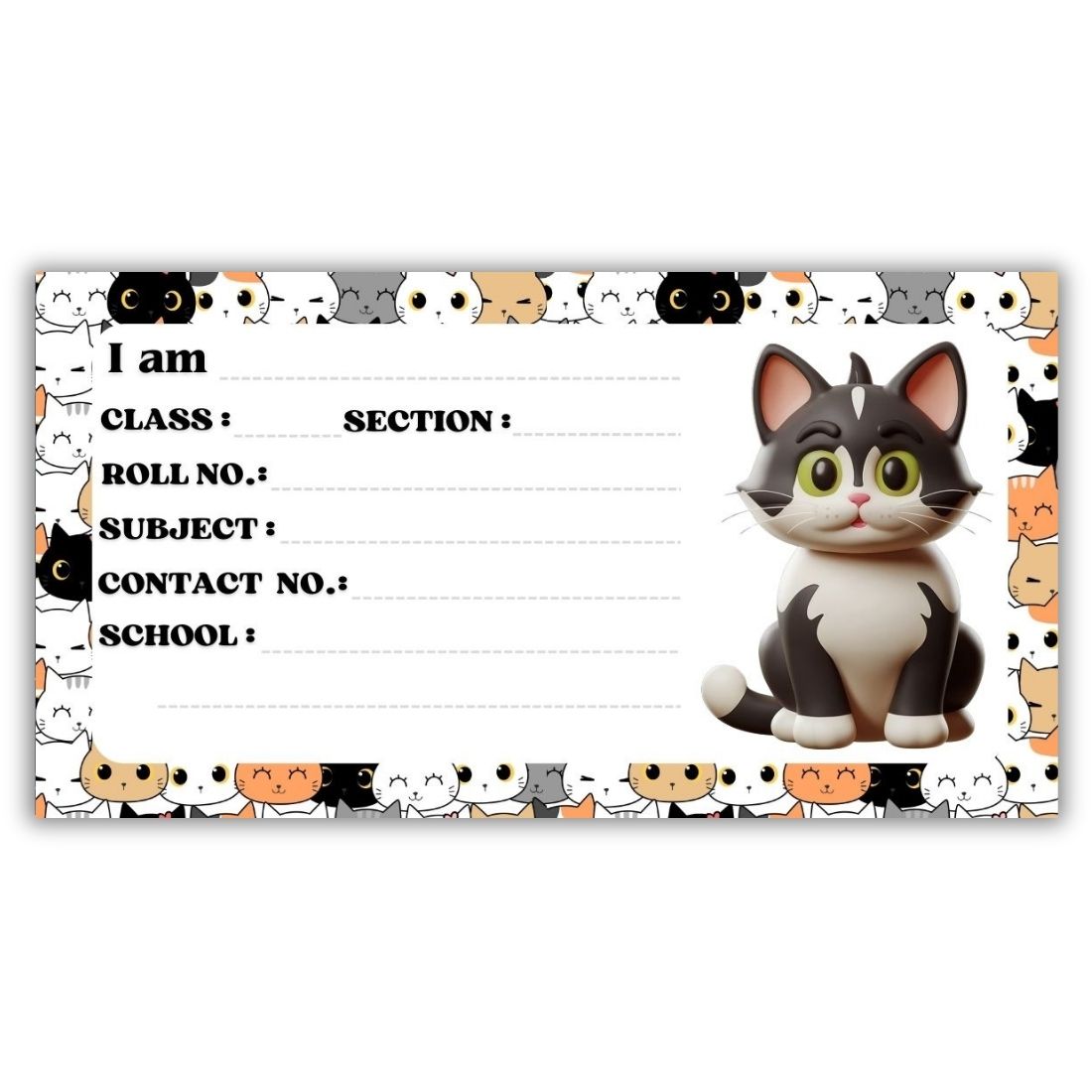 Kids Name Slips Cartoon Printed - Pack of 36 - Self Fill in
