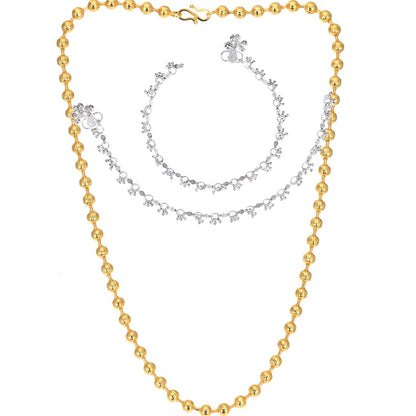 Silver Plated Anklets & 22 inch Gold Plated Chain