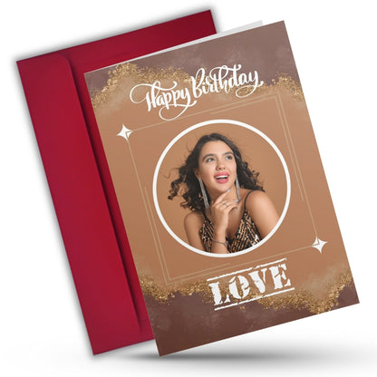 Birthday Greeting Card with Photo for Wife Girlfriend | Preprinted Inside Message