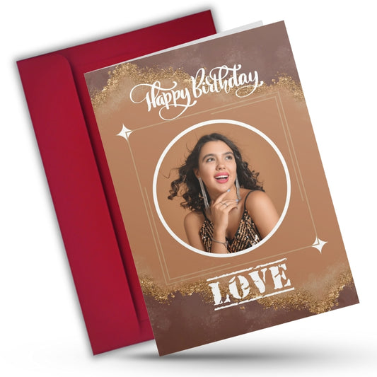 Birthday Greeting Card with Photo for Wife Girlfriend | Preprinted Inside Message