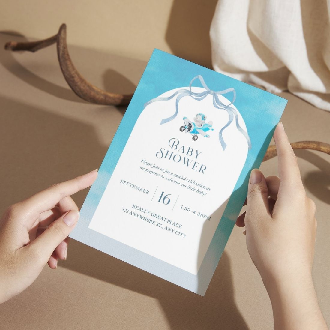 Customised Baby Shower Ceremony Invitation Cards Pack of 12 with Envelopes