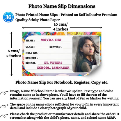 Kids Photo Name Slips Pack of 36