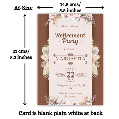 Customised Retirement Farewell Party Invitation Cards Pack of 12 with Envelopes
