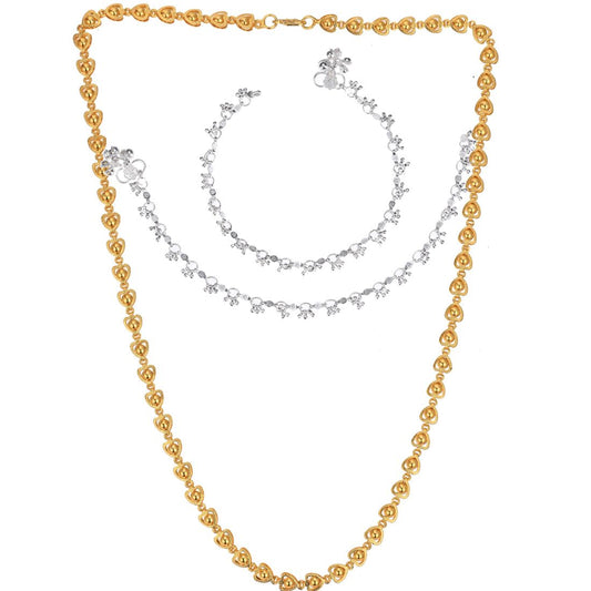 Silver Plated Anklets & 22 inch Gold Plated Chain