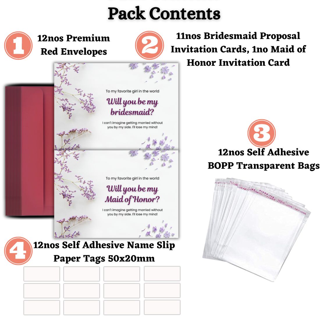 Bridesmaid Proposal Invitation Cards 5.8x8.3inch | Wedding Invite