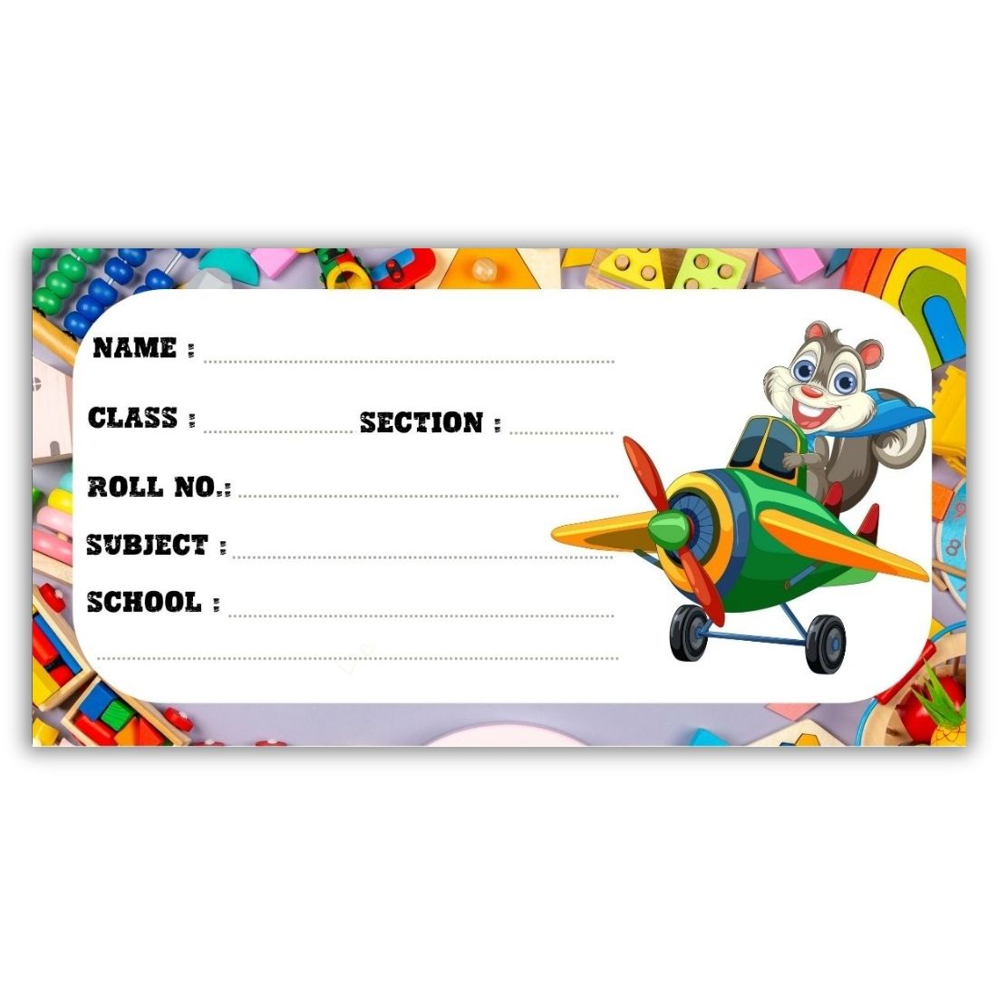 Kids Name Slips Cartoon Printed - Pack of 36 - Self Fill in