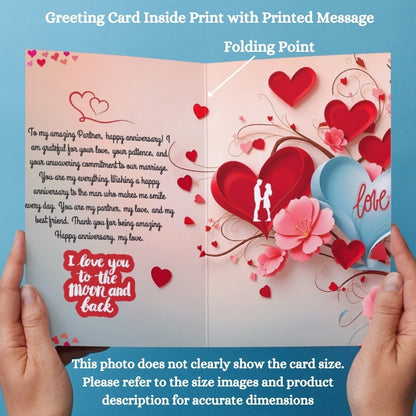 Customised Wedding Anniversary Greeting Card with Photos | Preprinted Inside Message
