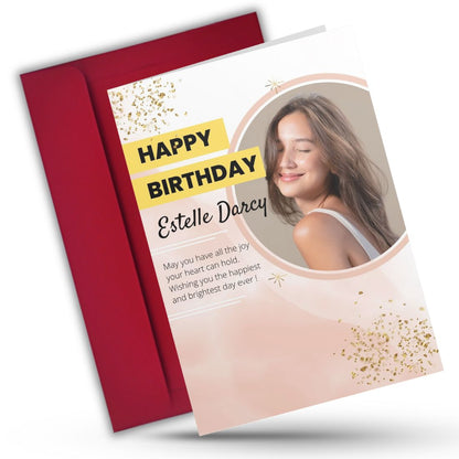 Photo Birthday Greeting Card with Inside Custom Text