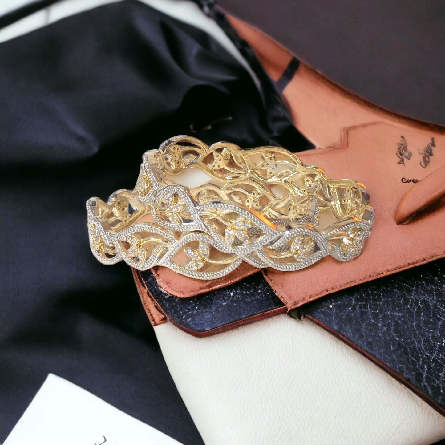 Gold Plated AD Kada Bangles Pair