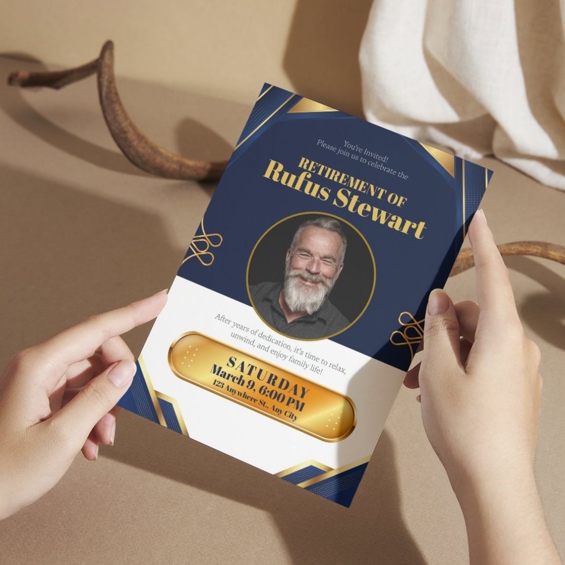 Customised Retirement Farewell Party Invitation Cards with Photo Pack of 12 with Envelopes