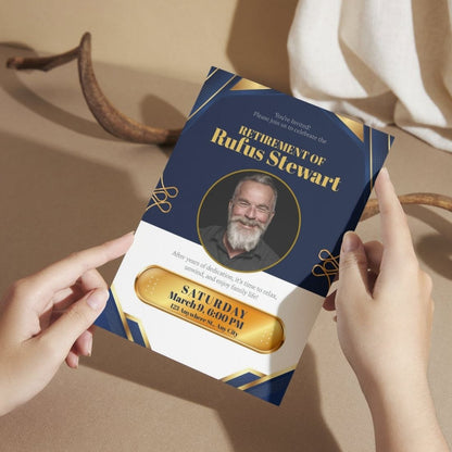 Customised Retirement Farewell Party Invitation Cards with Photo Pack of 12 with Envelopes