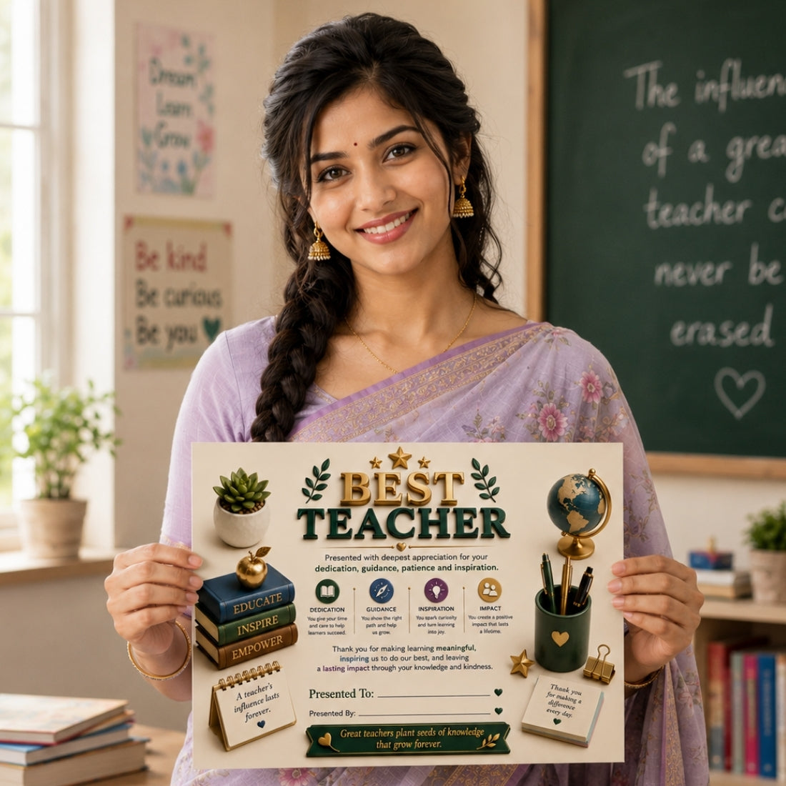 Best Teacher Certificate – A4 Teacher Appreciation Award Certificate for Teachers | Premium Printed Thank You Gift