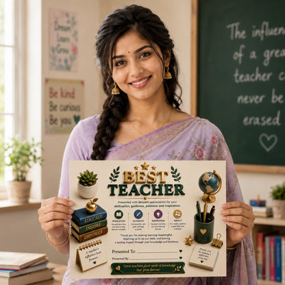 Best Teacher Certificate – A4 Teacher Appreciation Award Certificate for Teachers | Premium Printed Thank You Gift