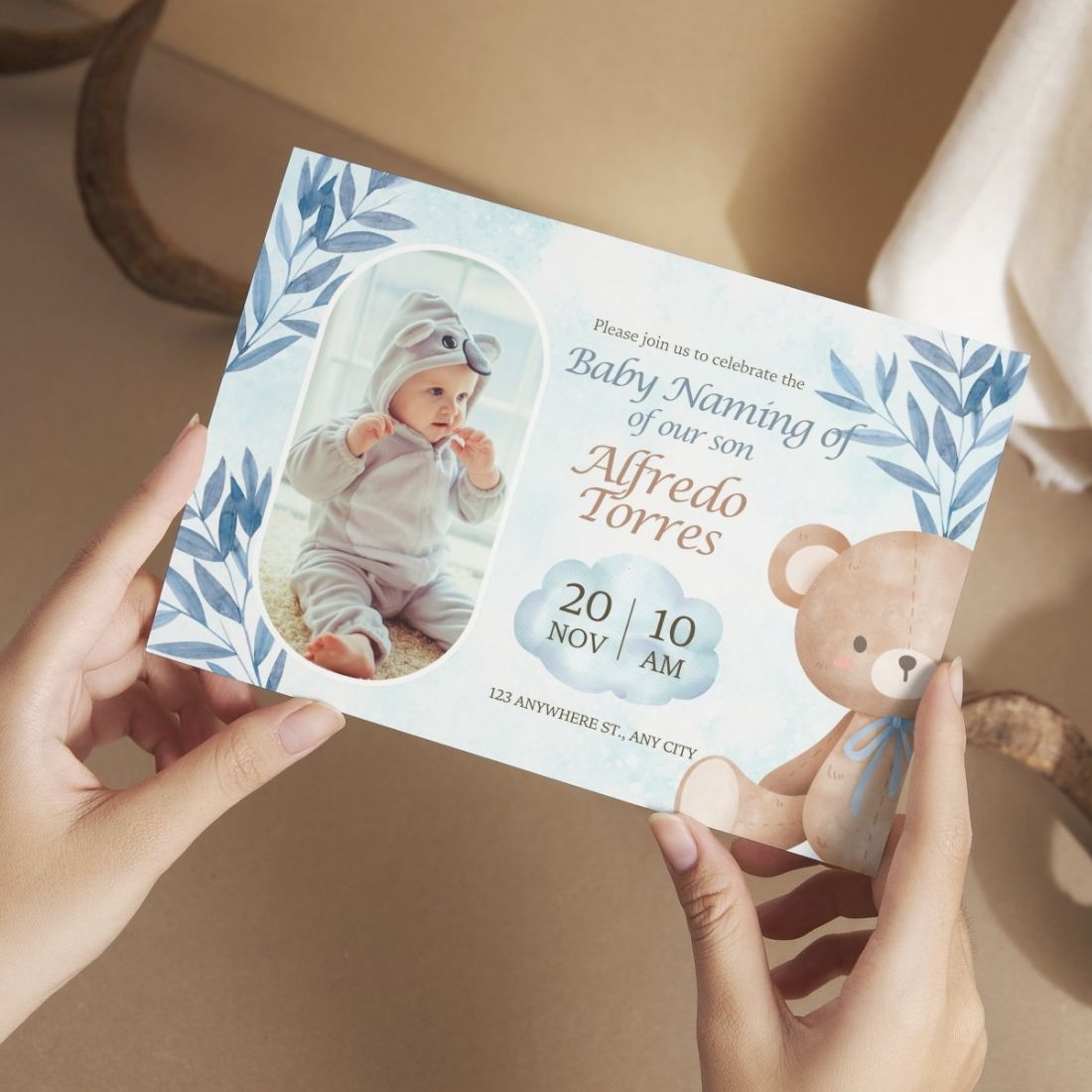 Customised Baby Naming Ceremony Photo Invitation Cards Pack of 12 with Envelopes