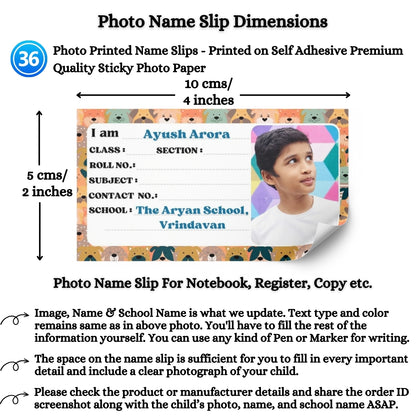 Kids Photo Name Slips Pack of 36