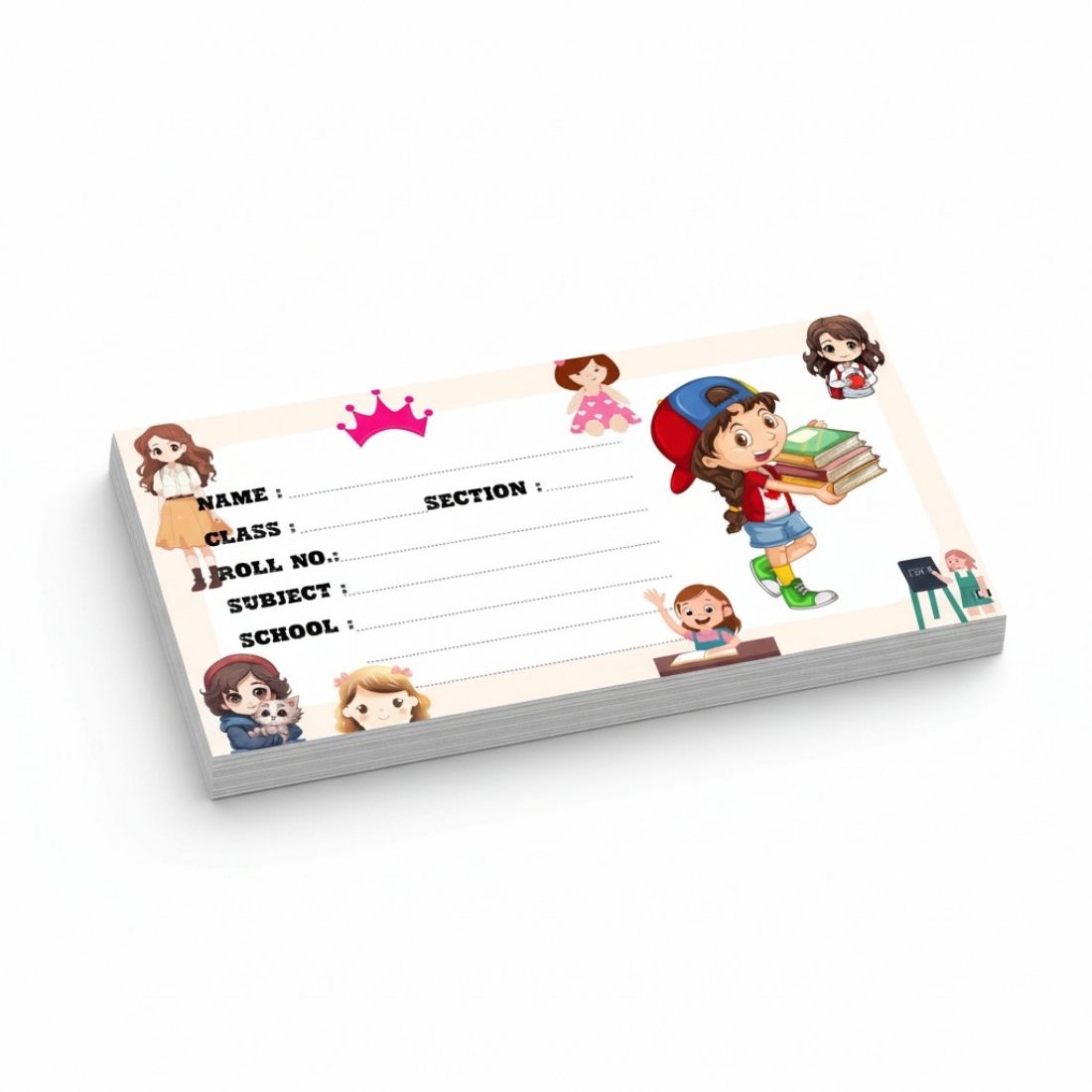 Kids Name Slips Cartoon Printed - Pack of 36 - Self Fill in