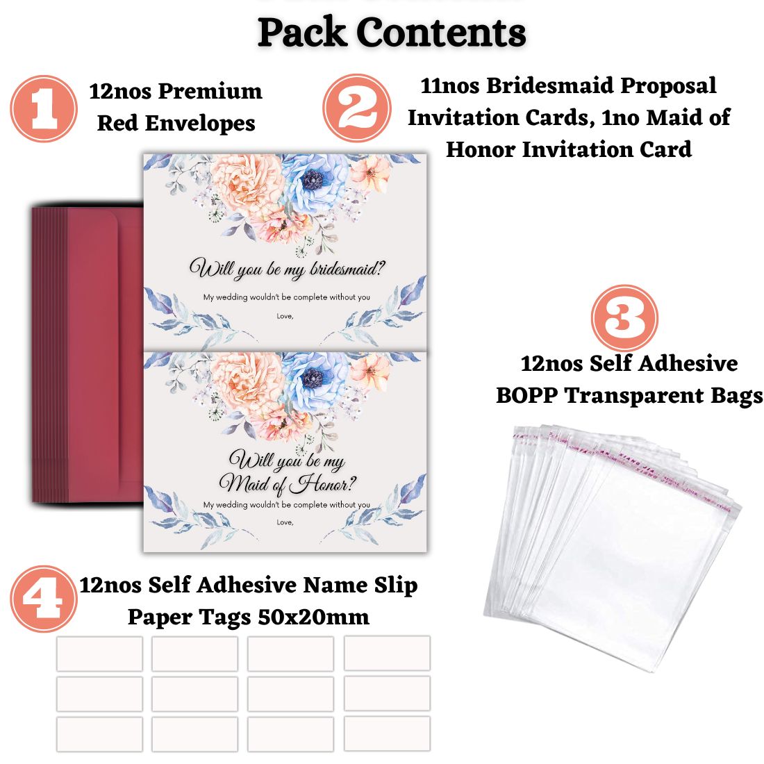 Bridesmaid Proposal Invitation Cards 5.8x8.3inch | Wedding Invite