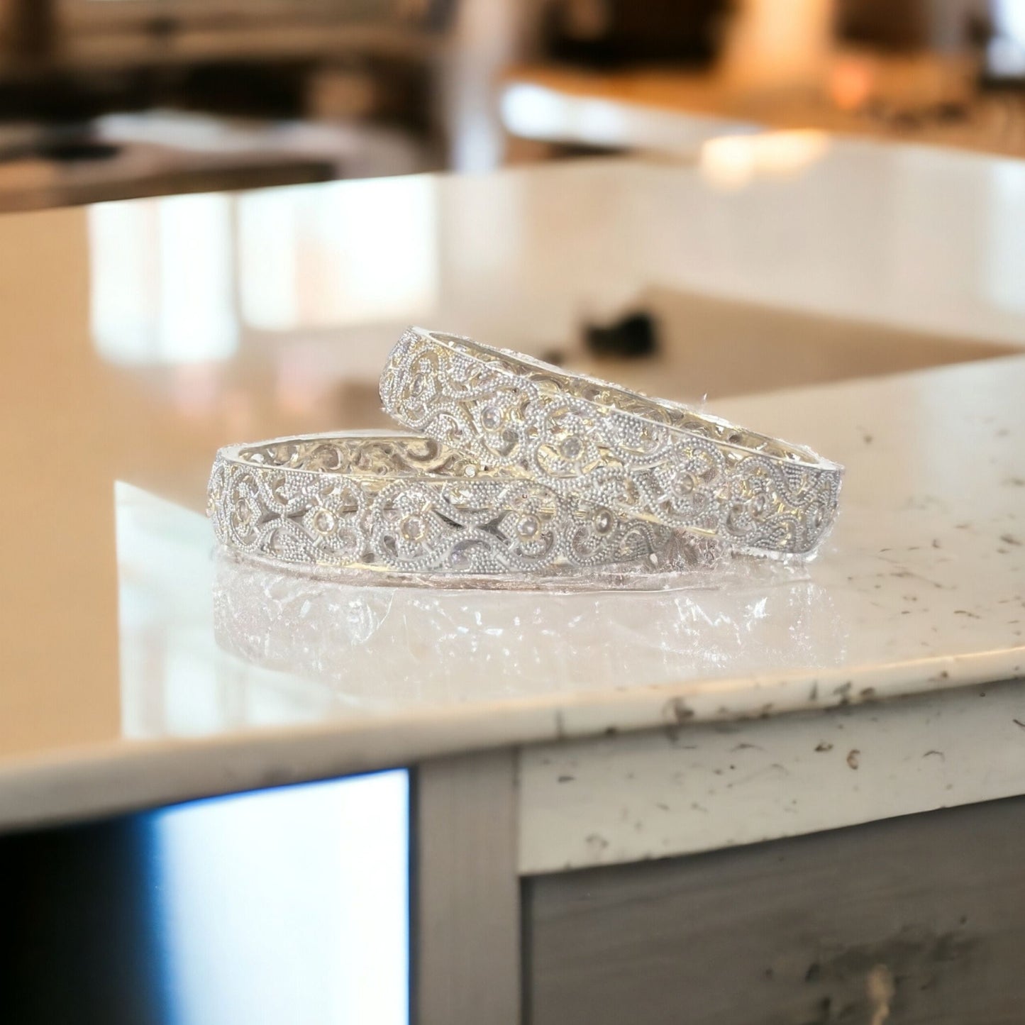 Gold Plated AD Kada Bangles Pair