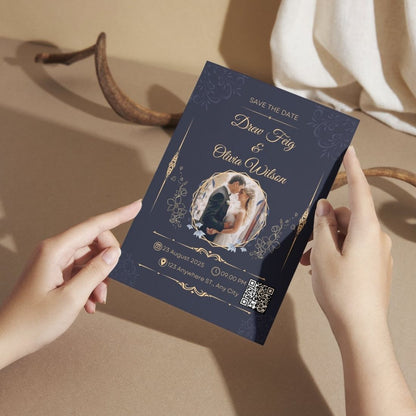 Custom Wedding Invitation Card with Couple Photo | Pack of 12 | One side Printed | Envelopes Included