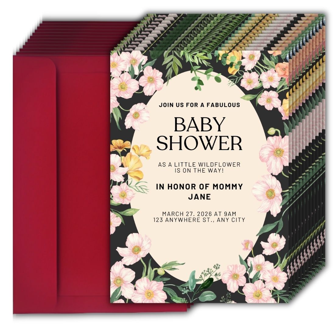 Customised Baby Shower Ceremony Invitation Cards Pack of 12 with Envelopes