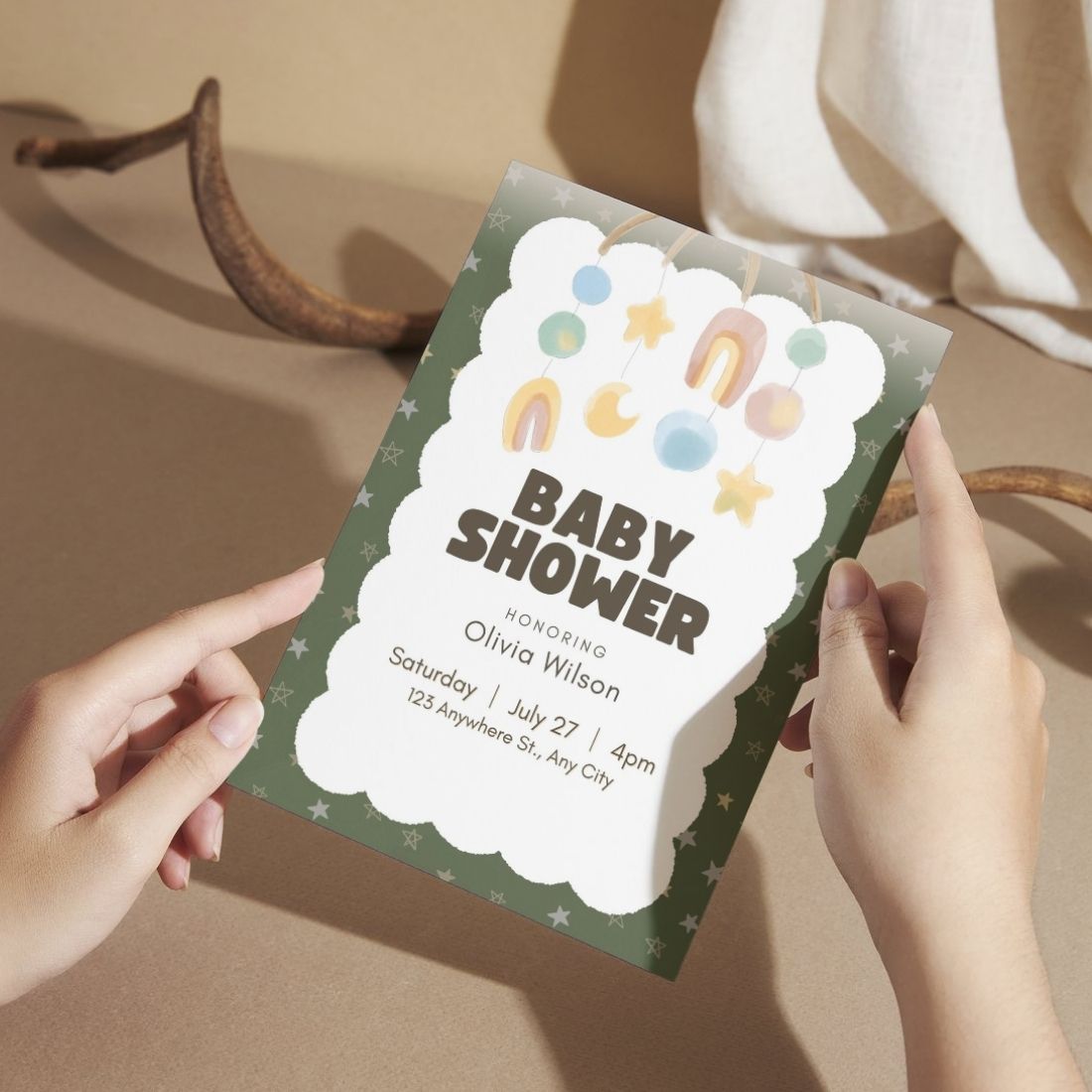 Customised Baby Shower Ceremony Invitation Cards Pack of 12 with Envelopes