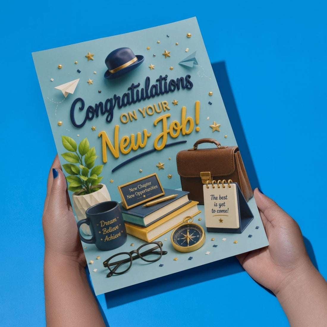 Congratulations on New Job Card — Printed Greeting Card, Multiple Sizes, Thick Photo Paper, Motivational Design