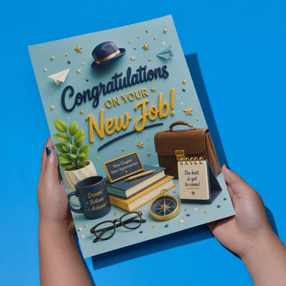 Congratulations on New Job Card — Printed Greeting Card, Multiple Sizes, Thick Photo Paper, Motivational Design
