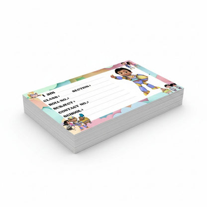 Kids Name Slips Cartoon Printed - Pack of 36 - Self Fill in