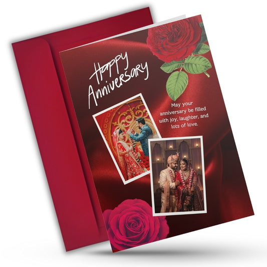 Customised Wedding Anniversary Greeting Card with Photos | Preprinted Inside Message