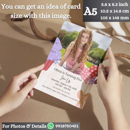 Custom Birthday Invitation Card for Kids with Envelopes | Pack of 12 | One side Printed