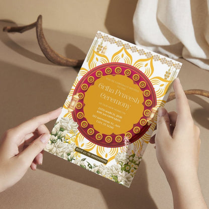 Customized Housewarming Invitation Cards, Pack of 12 Personalized 5.8x8.3 Inch with Premium Red Envelopes