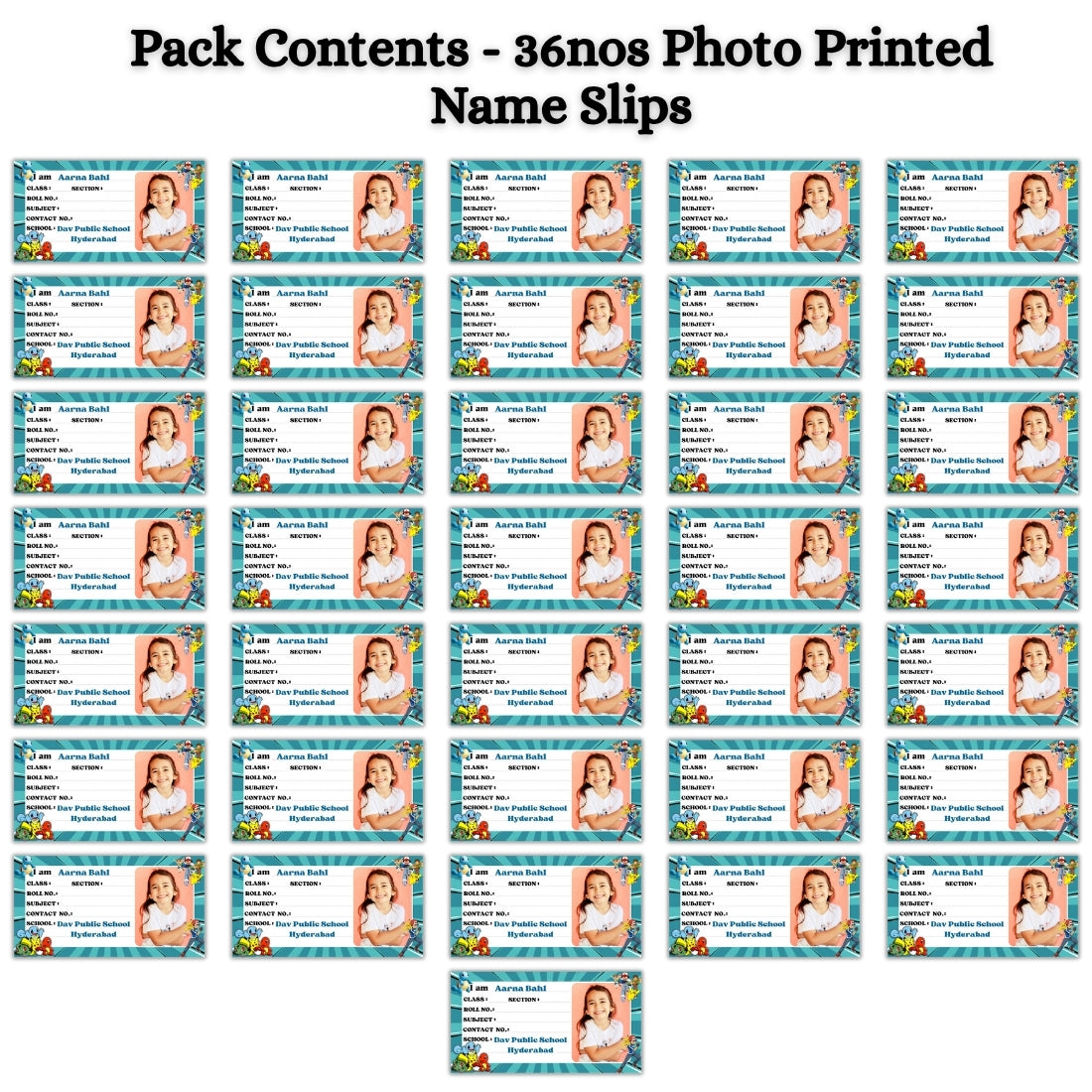 Kids Photo Name Slips Pack of 36