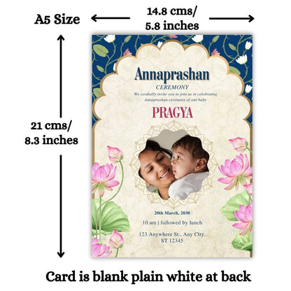 Customised Annaprashan Invitation Cards Pack of 12 , 5.8x8.3 Inch with Envelopes for Rice Ceremony