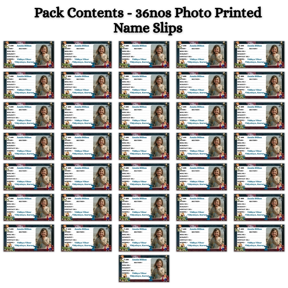 Kids Photo Name Slips Pack of 36