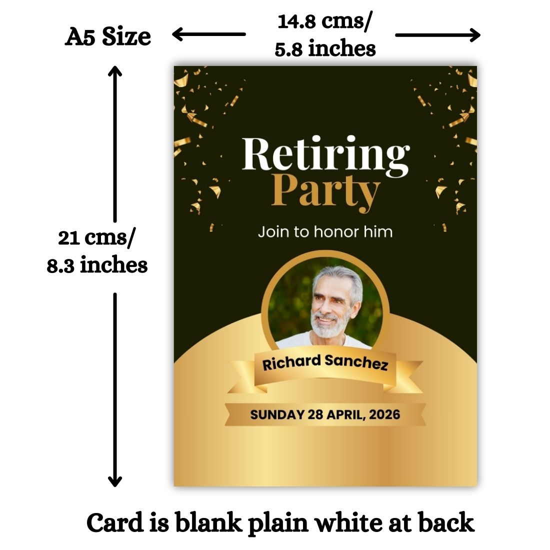 Customised Retirement Farewell Party Invitation Cards with Photo Pack of 12 with Envelopes