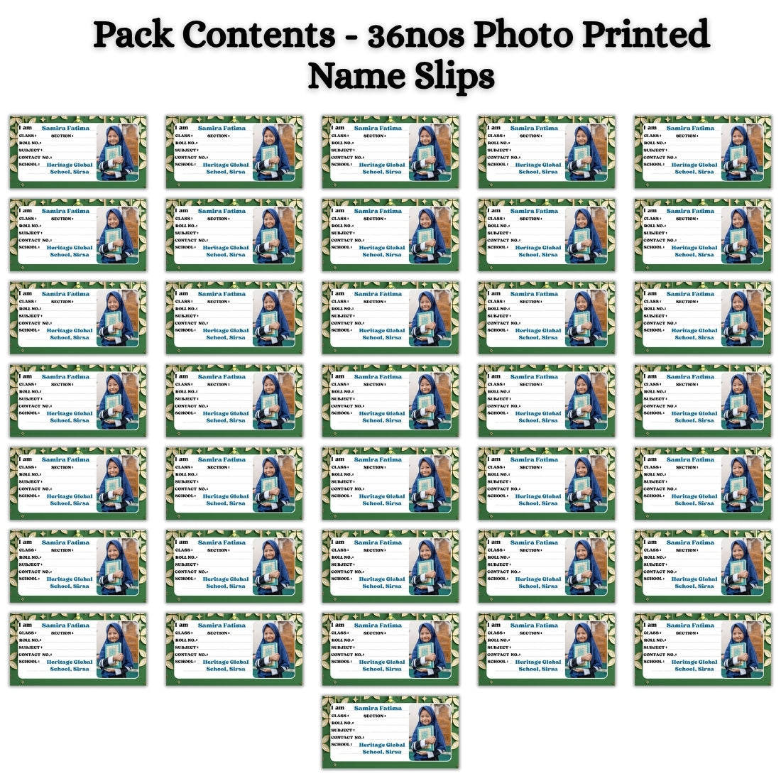 Kids Photo Name Slips Pack of 36