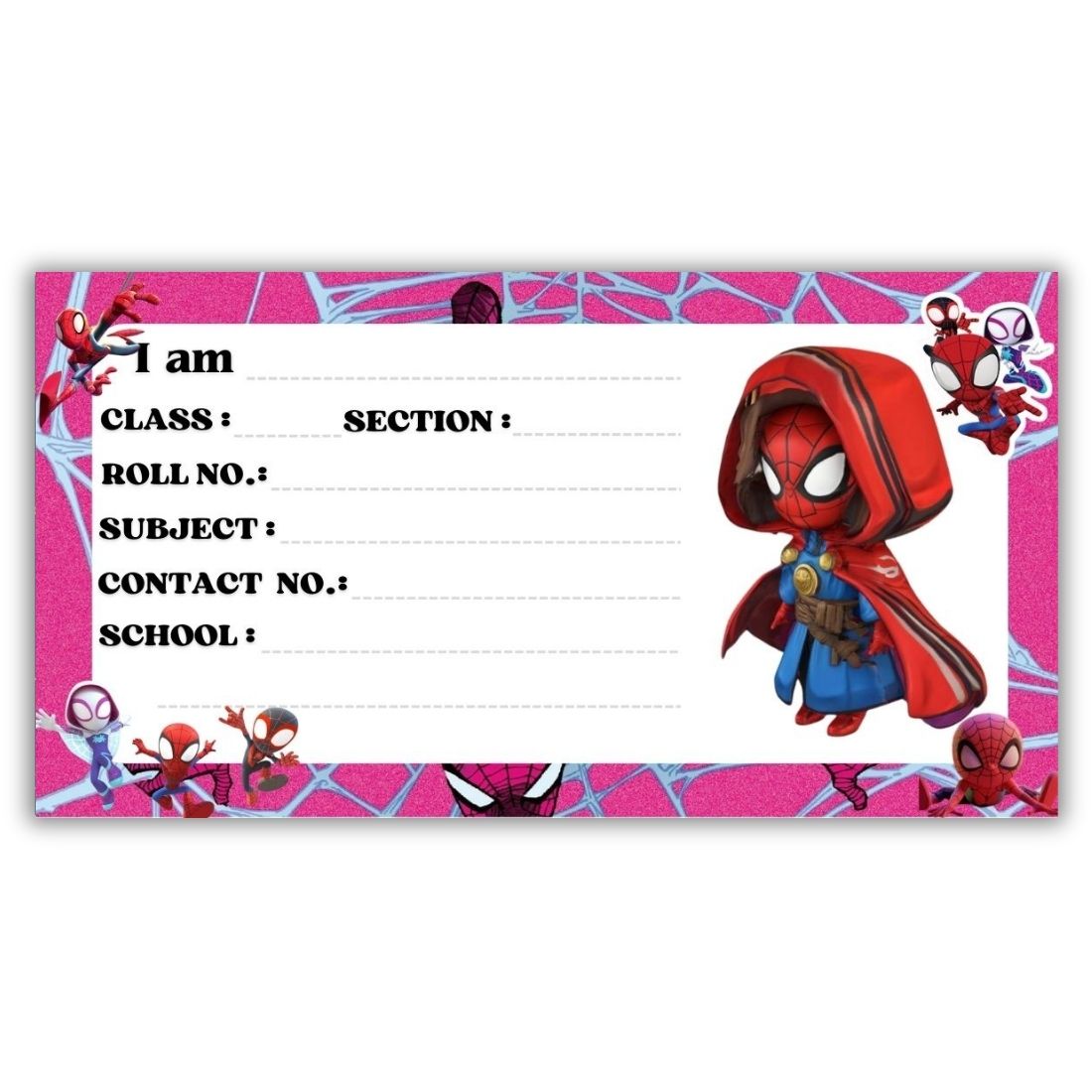 Kids Name Slips Cartoon Printed - Pack of 36 - Self Fill in