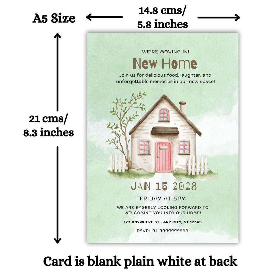Customized Housewarming Invitation Cards, Pack of 12 Personalized 5.8x8.3 Inch with Premium Red Envelopes