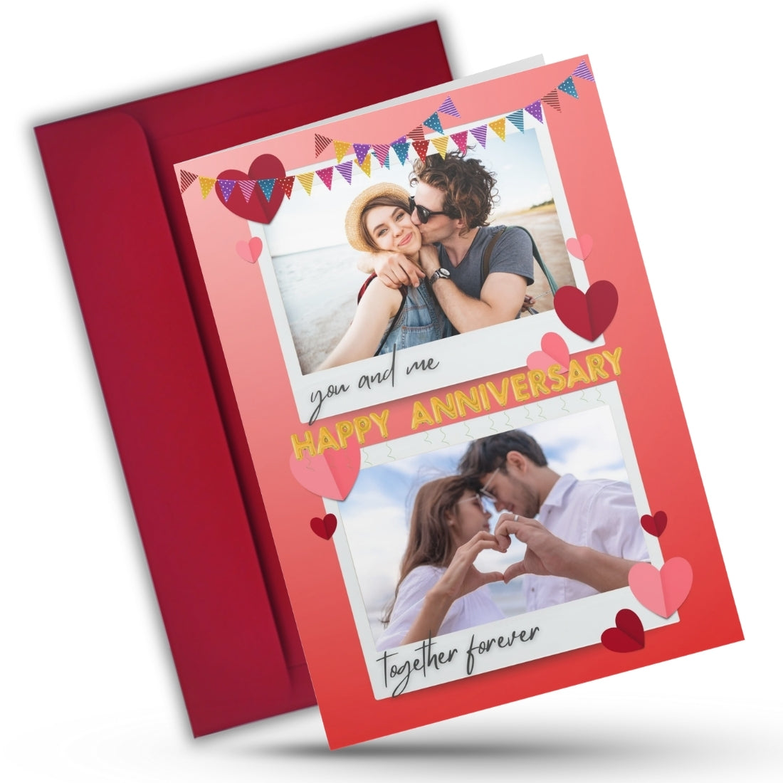 Customised Wedding Anniversary Greeting Card with Photos | Preprinted Inside Message