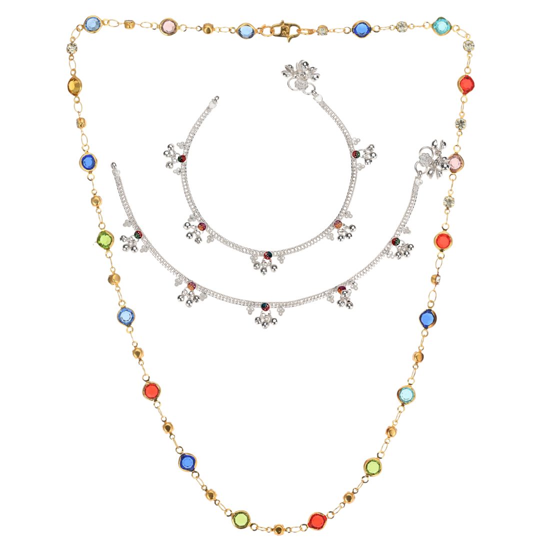 Silver Plated Anklets & 22 inch Gold Plated Chain
