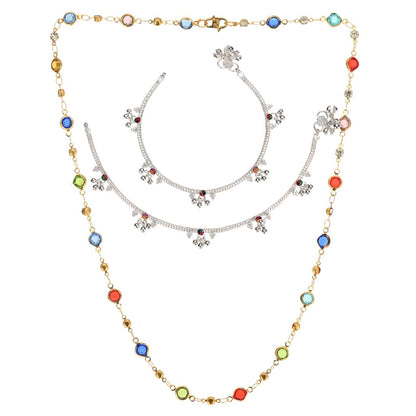 Silver Plated Anklets & 22 inch Gold Plated Chain