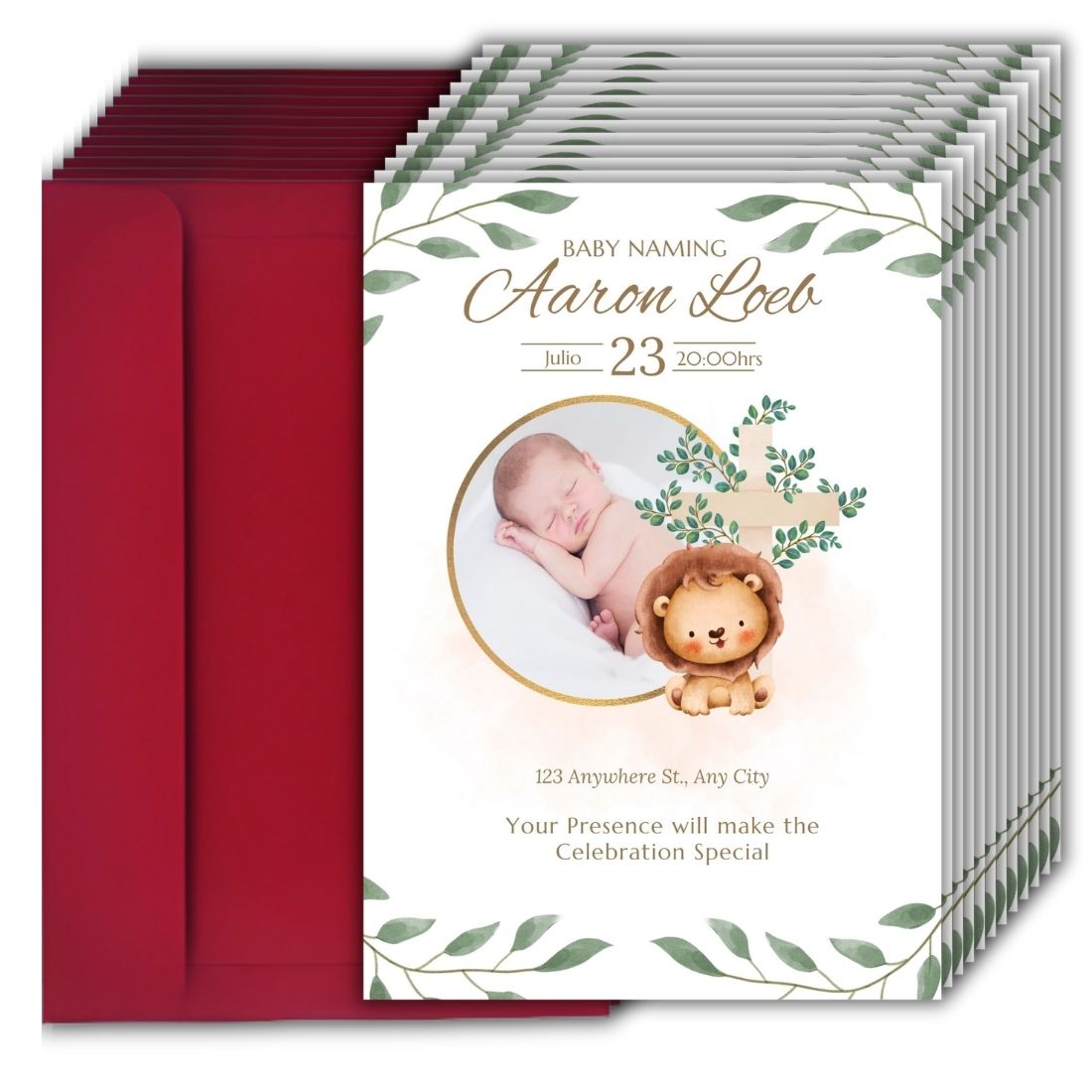 Customised Baby Naming Ceremony Photo Invitation Cards Pack of 12 with Envelopes