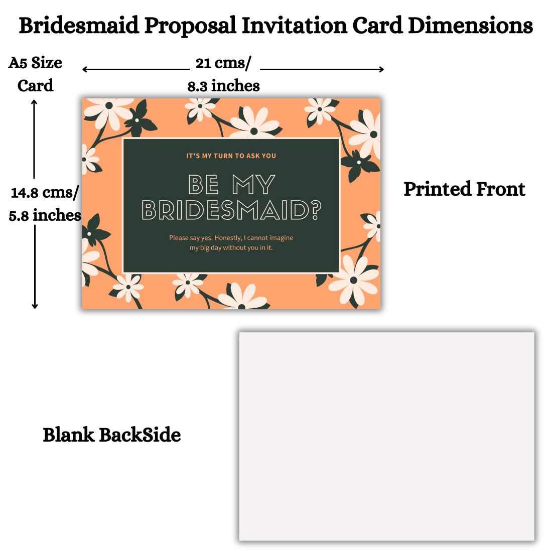 Bridesmaid Proposal Invitation Cards 5.8x8.3inch | Wedding Invite