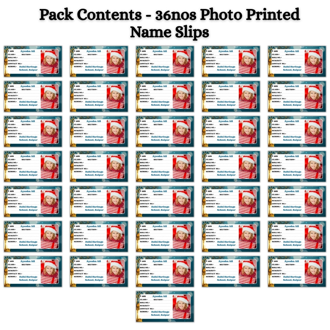 Kids Photo Name Slips Pack of 36