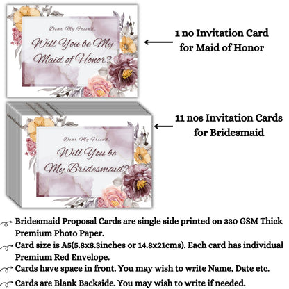 Bridesmaid Proposal Invitation Cards 5.8x8.3inch | Wedding Invite
