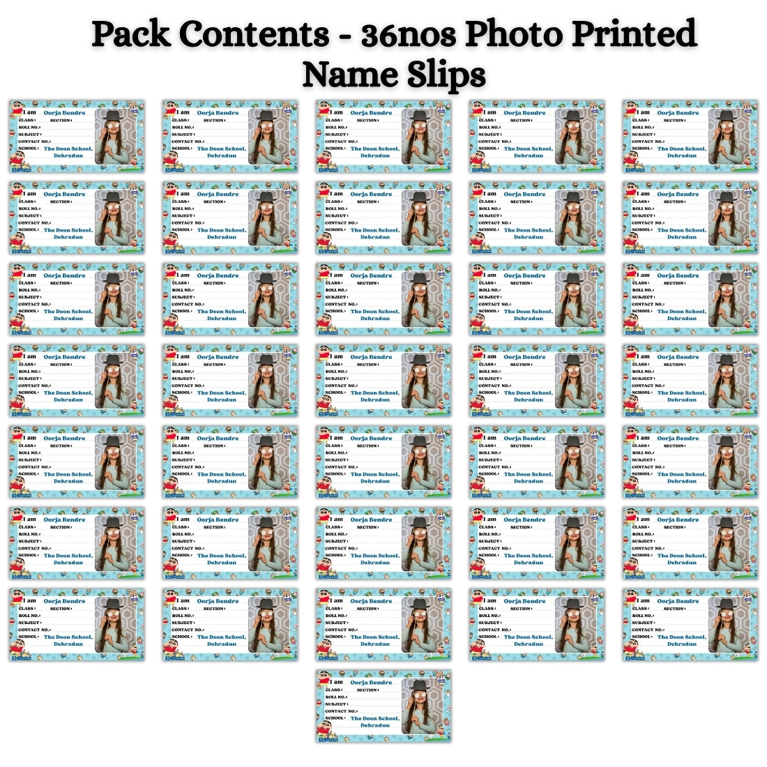 Kids Photo Name Slips Pack of 36