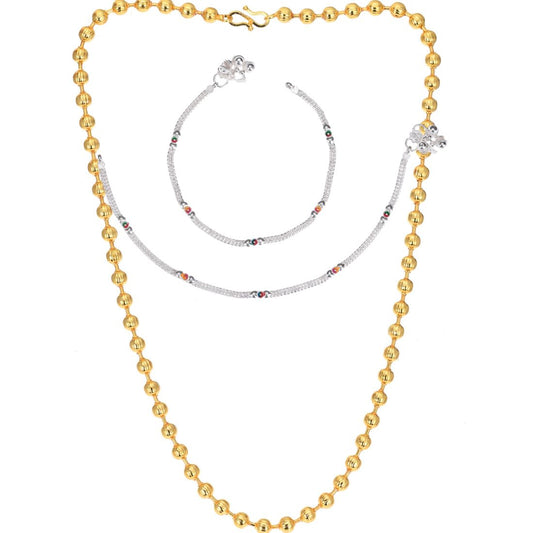 Silver Plated Anklets & 22 inch Gold Plated Chain