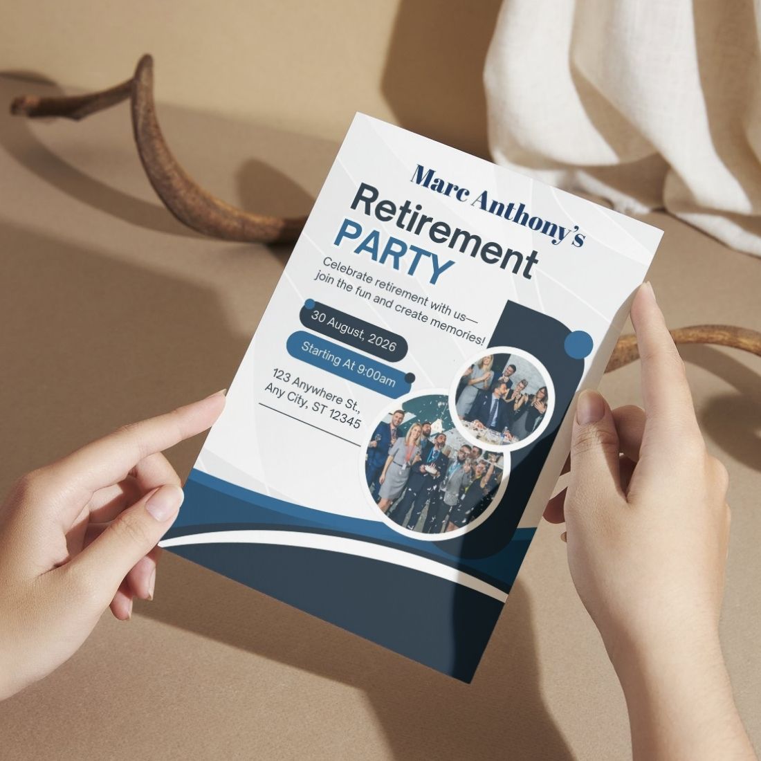 Customised Retirement Farewell Party Invitation Cards with Photo Pack of 12 with Envelopes